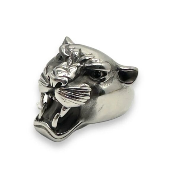 White Gold Plated Maximus Panther Ring Jagged Halo - Picture 1 of 7